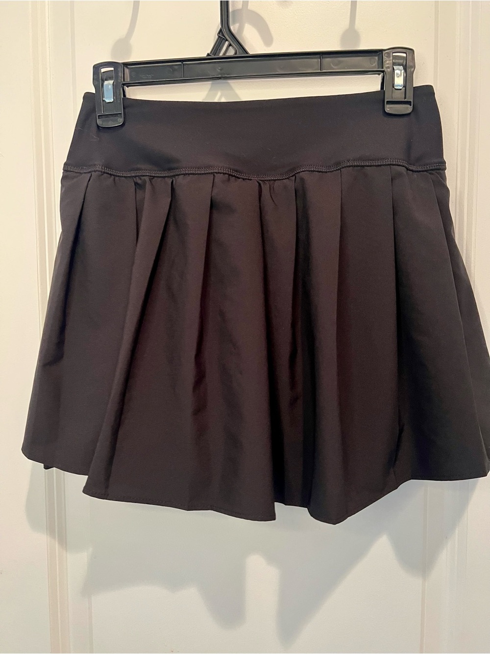 Old Navy Stretch Tech Black Pleated Skirt with compression shorts